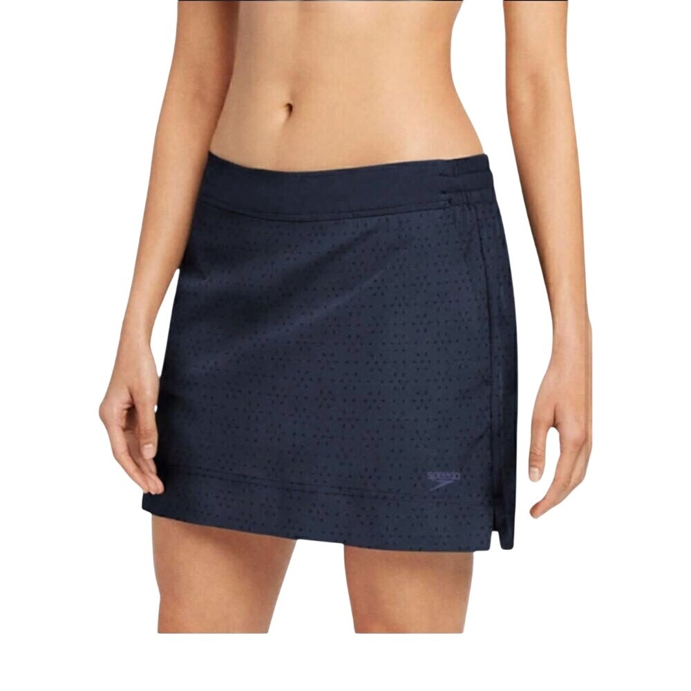 Speedo Swim Skort Skirt Navy Blue Floral‎ Athletic Swimsuit Cover Up